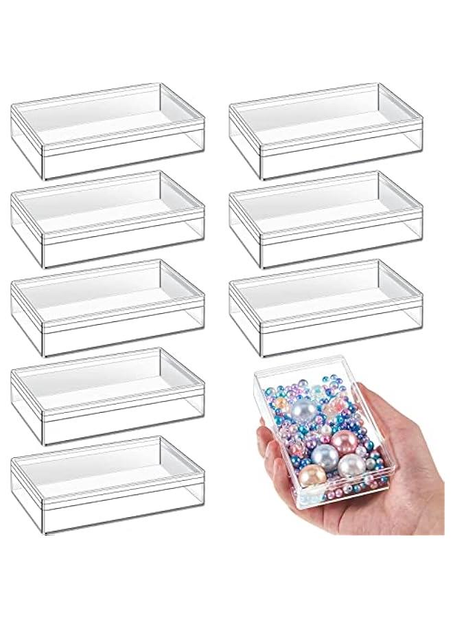 Arabest 8 Pieces Clear Acrylic Plastic Jewelry Box Mini Storage Box Mini Cube Containers with Lids for Candy Pill and Tiny Jewelry(Rectangle,4.3 x 2.7 x 1 Inch) - Image 1