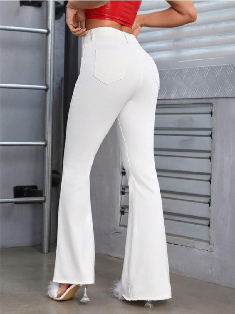 Waltz Women High Waist White Bootcut Flared Wide Leg Bell Bottom Jeans 28 - Image 3