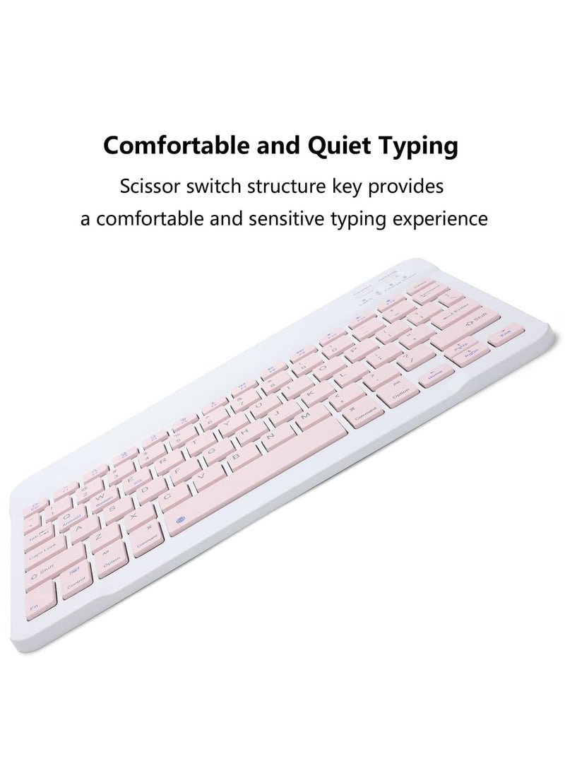 ELTRAZONE Rechargeable Bluetooth Keyboard & Mouse Combo Ultra-Slim Portable, Set for Android Windows Tablet Cell Phone iPhone iPad Pro Air Mini, iPad OS/iOS 13 and above. (PINK) - Image 5