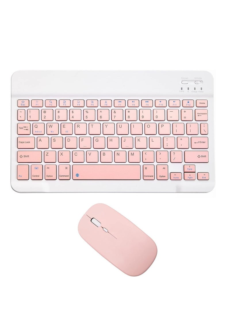 ELTRAZONE Rechargeable Bluetooth Keyboard & Mouse Combo Ultra-Slim Portable, Set for Android Windows Tablet Cell Phone iPhone iPad Pro Air Mini, iPad OS/iOS 13 and above. (PINK) - Image 1