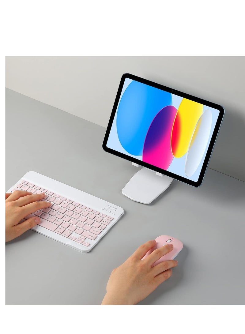ELTRAZONE Rechargeable Bluetooth Keyboard & Mouse Combo Ultra-Slim Portable, Set for Android Windows Tablet Cell Phone iPhone iPad Pro Air Mini, iPad OS/iOS 13 and above. (PINK) - Image 3