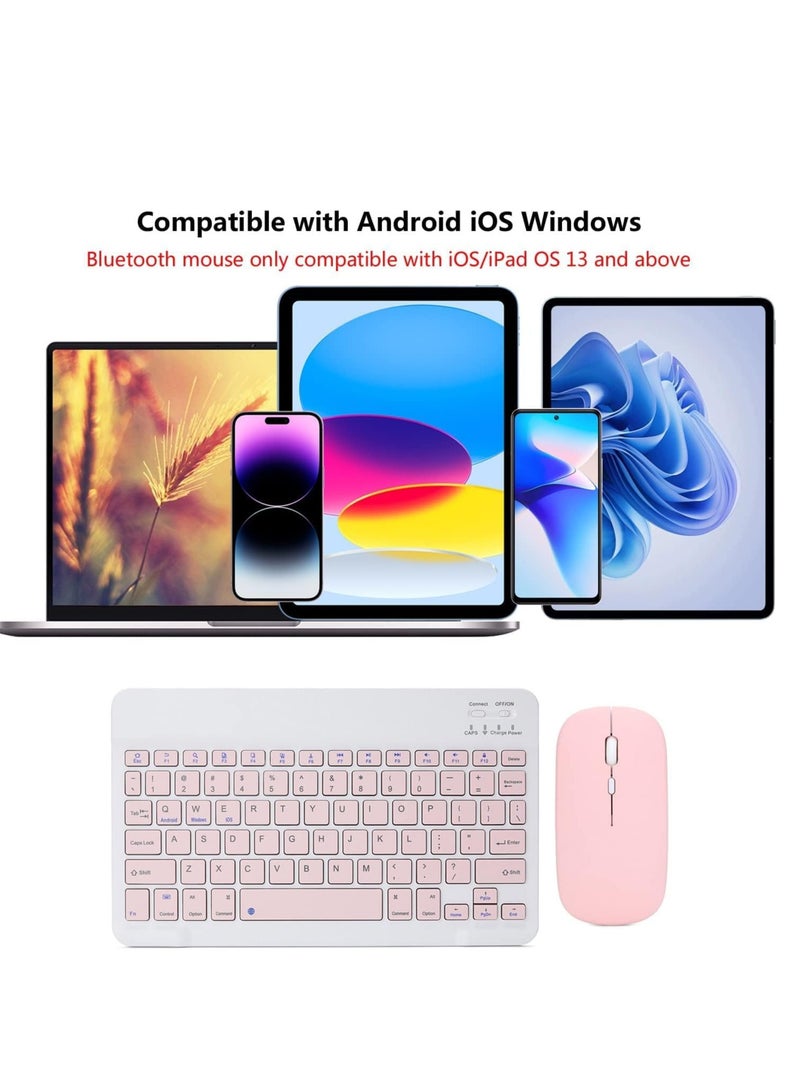 ELTRAZONE Rechargeable Bluetooth Keyboard & Mouse Combo Ultra-Slim Portable, Set for Android Windows Tablet Cell Phone iPhone iPad Pro Air Mini, iPad OS/iOS 13 and above. (PINK) - Image 2