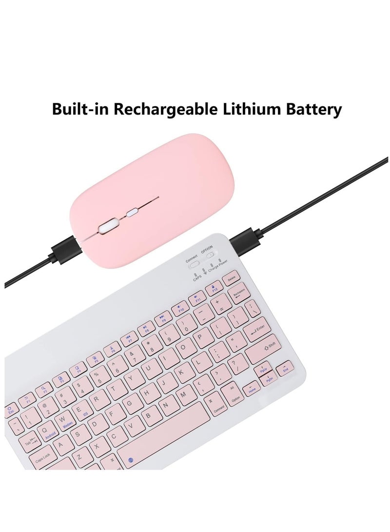 ELTRAZONE Rechargeable Bluetooth Keyboard & Mouse Combo Ultra-Slim Portable, Set for Android Windows Tablet Cell Phone iPhone iPad Pro Air Mini, iPad OS/iOS 13 and above. (PINK) - Image 4