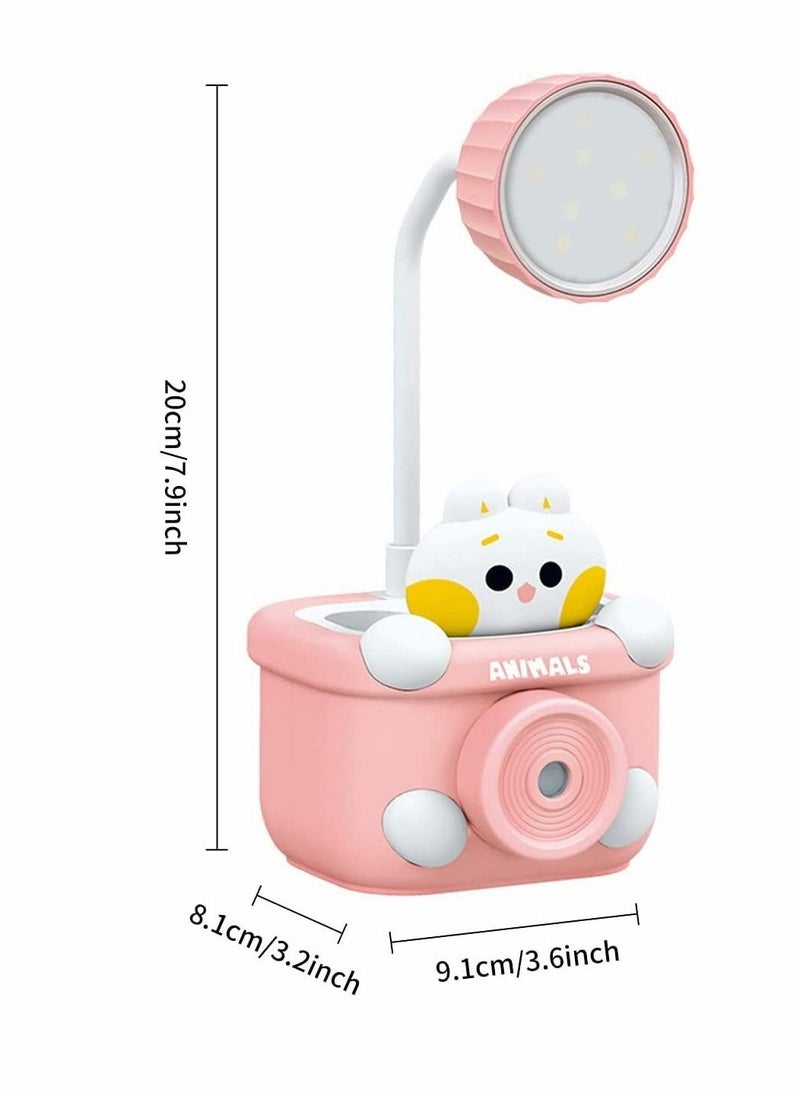 Desk Lamp, Small Cute Desk Lamp for Kids, with Pencil Cutting and Pen Holder, 360° Flexible Gooseneck Eye Care Desk Lamp, USB Powered Bedside Table Lamp for Reading, Study Lamp for Kids, Home,Office - Image 5