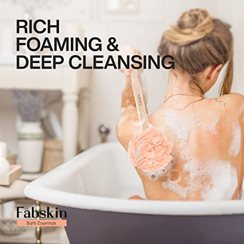 FABSKIN Luxury Back Bathing Loofah With Wooden Handle for Men and Women | Pack of 1 | Loofah For Back Bathing with handle | Back Bathing Loofah Brush | Back Scrubber for Bathing (Peach) - Image 4