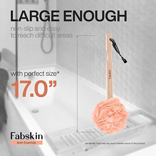 FABSKIN Luxury Back Bathing Loofah With Wooden Handle for Men and Women | Pack of 1 | Loofah For Back Bathing with handle | Back Bathing Loofah Brush | Back Scrubber for Bathing (Peach) - Image 5