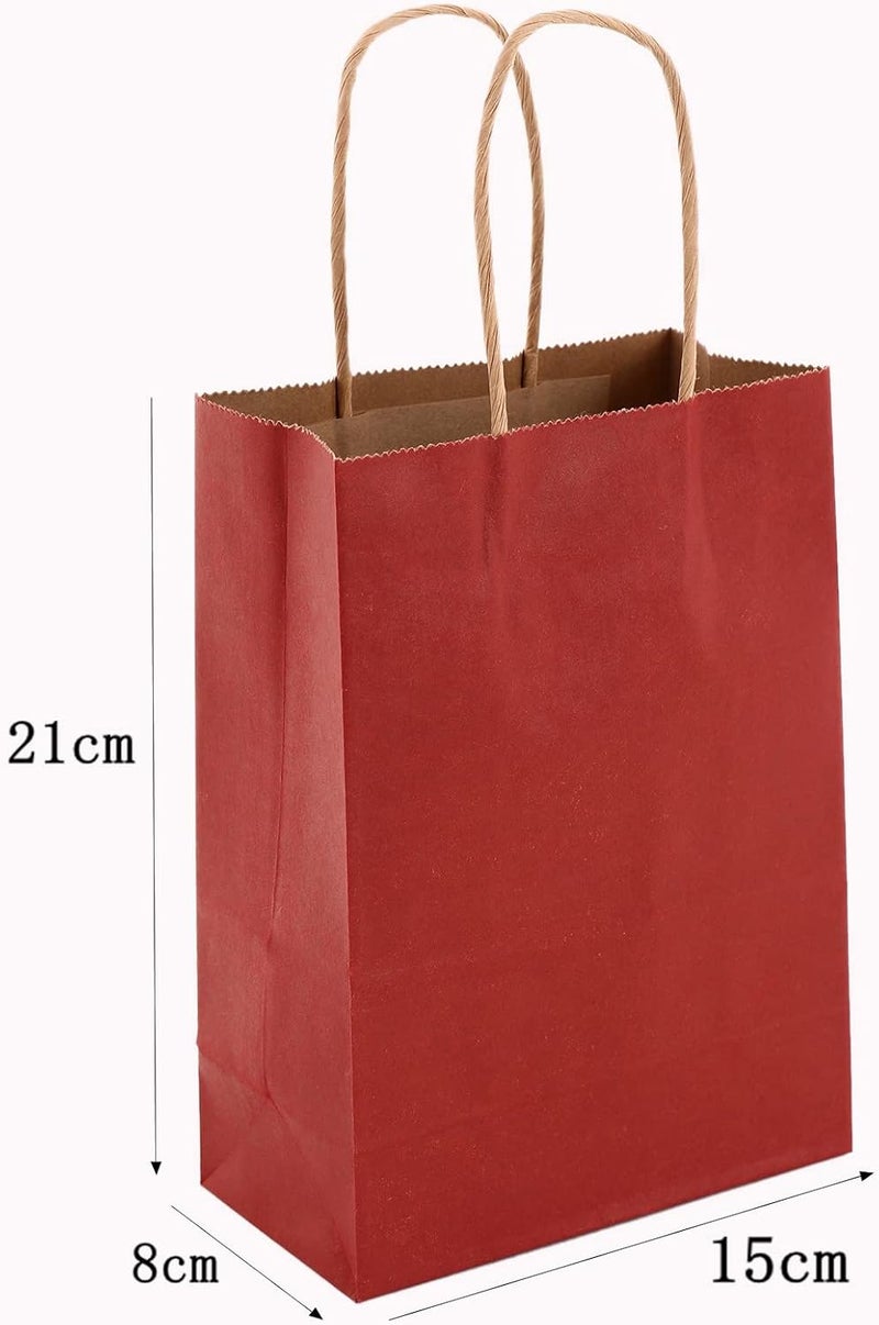 Red Dot Gift REDDOTGIFT® 12-Pack Paper Bags With Handles Kraft Gift Bags,Shopping Bags (A6+ H21*L15*D8cm, Maroon) - Image 2