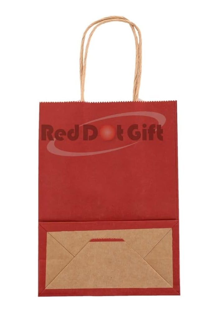 Red Dot Gift REDDOTGIFT® 12-Pack Paper Bags With Handles Kraft Gift Bags,Shopping Bags (A6+ H21*L15*D8cm, Maroon) - Image 3