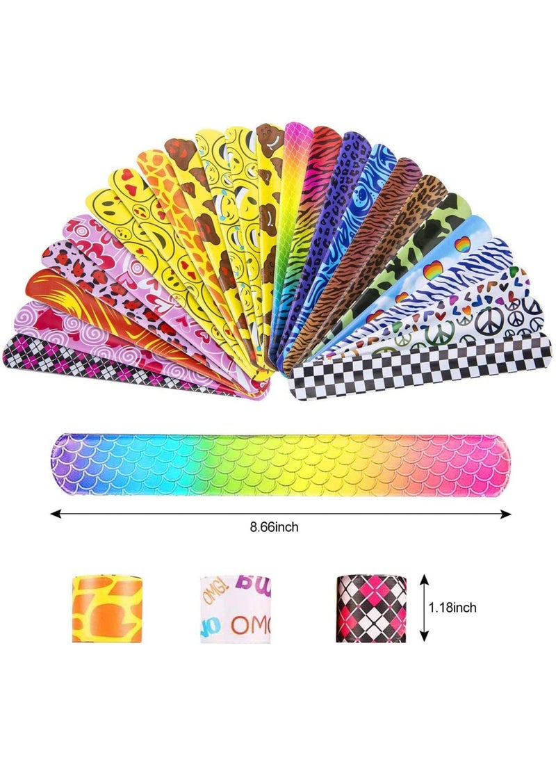 Excefore - 100 Pack Slap Bracelet for Kids Party Bag Fillers, New Year Wristbands Fun Boys and Girls Slap Bands Bulk Vinyl Rolls for Birthday Gift Goodie Bag Flavors School Classroom Little Toys - Image 1