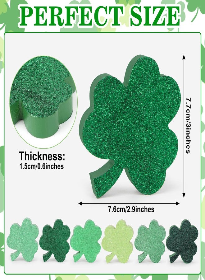 COCHIE 6Pcs St. Patrick's Day Table Decorations Signs, Wooden Green Shamrock Tiered Tray Decors, Irish-Themed Lucky Clover Block Sign St Patrick's Day Tabletop Centerpiece (Print, Retro) - Image 4