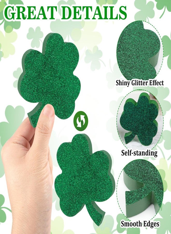 COCHIE 6Pcs St. Patrick's Day Table Decorations Signs, Wooden Green Shamrock Tiered Tray Decors, Irish-Themed Lucky Clover Block Sign St Patrick's Day Tabletop Centerpiece (Print, Retro) - Image 3