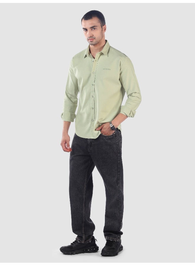Beyoung Pista Green Oxford Cotton Shirt - Image 5