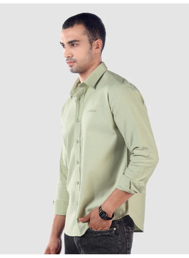 Beyoung Pista Green Oxford Cotton Shirt