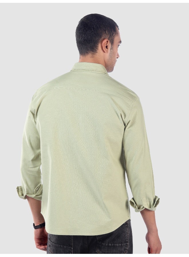 Beyoung Pista Green Oxford Cotton Shirt - Image 3