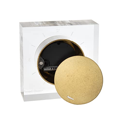 RUSSELL+HAZEL RUSSELLHAZEL Acrylic and Gold Desk Clock 4 W x 4 L x 125 D Elegant Home Decor and Office Decor Etched Face with Gold Toned Brass Compact Shelf Decor for Upscale Spaces 1Count 105521 - Image 3