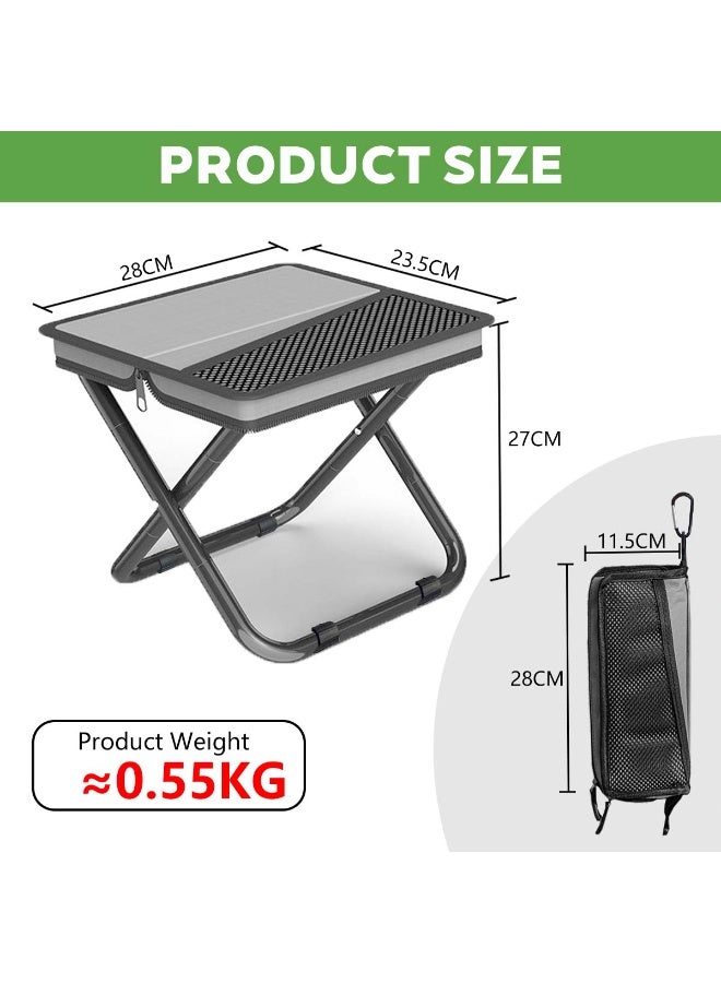 hilimse Portable Small Metal Handbag-Style Portable Folding Stool Durable Lightweight Camping Stool, Compact Outdoor Seat for Travel, Hiking and More(Medium Size,Grey)  - Image 5