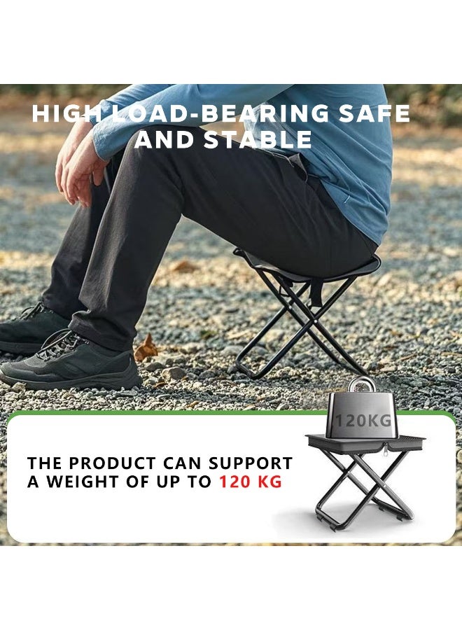 hilimse Portable Small Metal Handbag-Style Portable Folding Stool Durable Lightweight Camping Stool, Compact Outdoor Seat for Travel, Hiking and More(Medium Size,Grey)  - Image 4