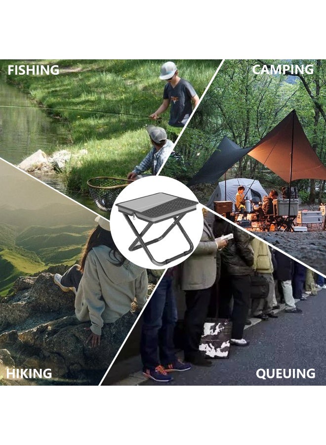 hilimse Portable Small Metal Handbag-Style Portable Folding Stool Durable Lightweight Camping Stool, Compact Outdoor Seat for Travel, Hiking and More(Medium Size,Grey)  - Image 3
