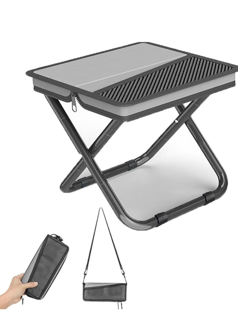 hilimse Portable Small Metal Handbag-Style Portable Folding Stool Durable Lightweight Camping Stool, Compact Outdoor Seat for Travel, Hiking and More(Medium Size,Grey)  - Image 1
