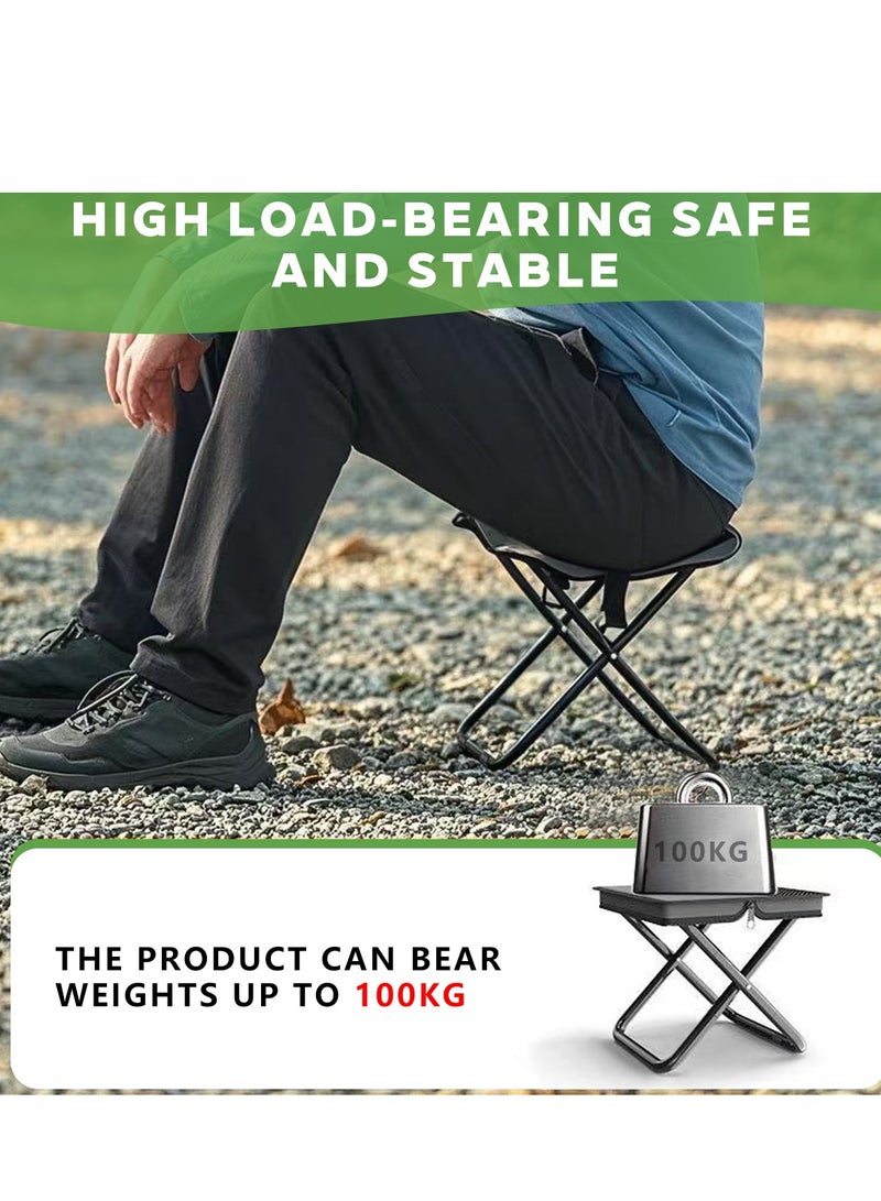 hilimse Portable Small Metal Handbag-Style Portable Folding Stool Durable Lightweight Camping Stool, Compact Outdoor Seat for Travel, Hiking and More(Medium Size,Grey) - Image 4