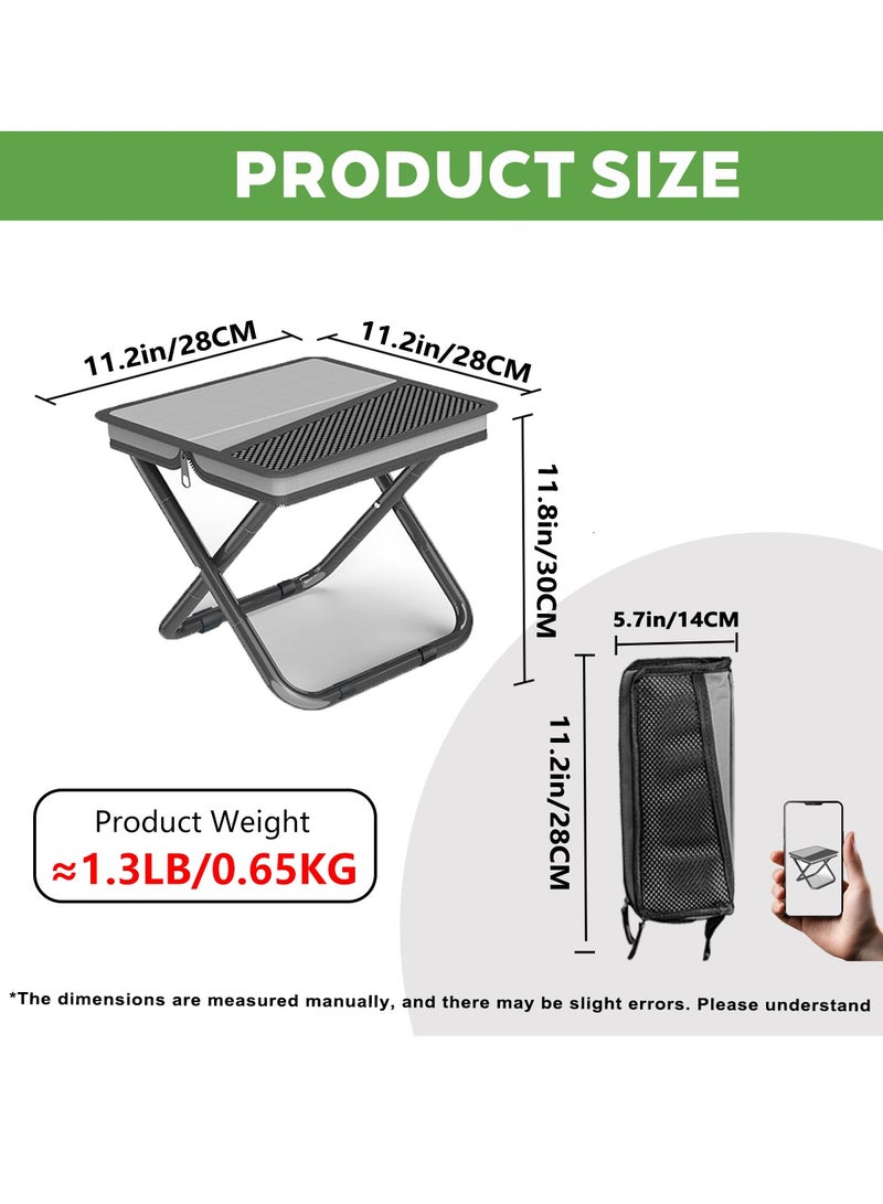 hilimse Portable Small Metal Handbag-Style Portable Folding Stool Durable Lightweight Camping Stool, Compact Outdoor Seat for Travel, Hiking and More(Medium Size,Grey) - Image 5