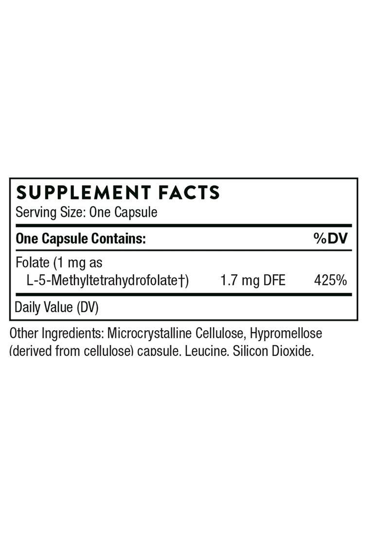 Thorne - 5-MTHF 1 mg Methylfolate - Dietary Supplement - 60 Capsules - Image 1