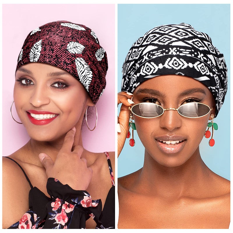 Sintege 6 Pcs Satin Lined Bonnet Sleep Chemo Hat Stretch Cancer Cap for Women Men Cancer Patient African Silk Soft Beanie(Elegant Patterns) - Image 4