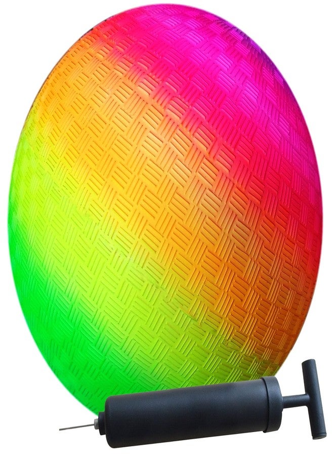AppleRound 10-inch Playground Ball with Air Pump - Dodgeball, Handball, Kick Ball for Camps and Schools (Rainbow) - Image 1