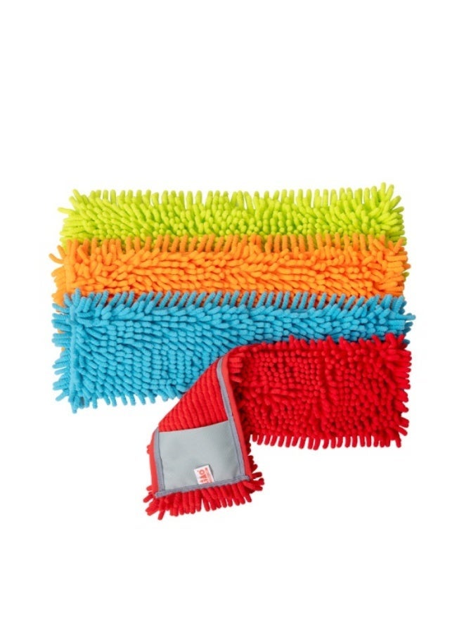 LIAO Microfiber Mop Refill Pack of 4 | 43x13cm Reusable Microfiber Replacement Mop Pads | Mixed Colors | Multi-Purpose Floor Cleaning - Image 1