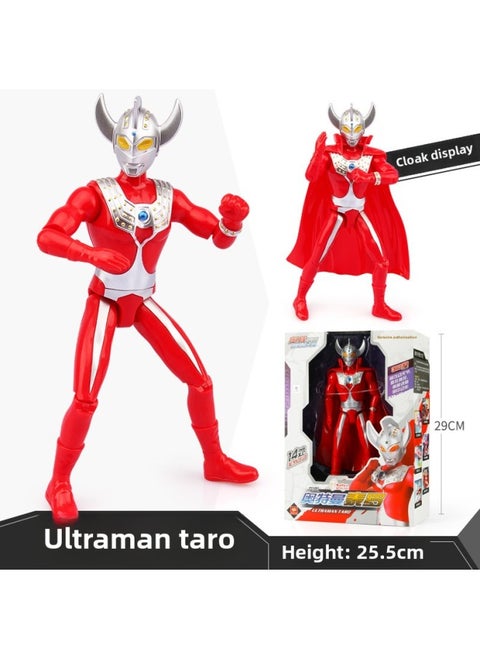 Ultraman Toy Doll Full Series Large Super Large Ultraman Telo Transfiguration Figure Suit Soft Glue Monster-Color:9inch Taylor★25cm High (cloak Delivery) 14 Movable Joints