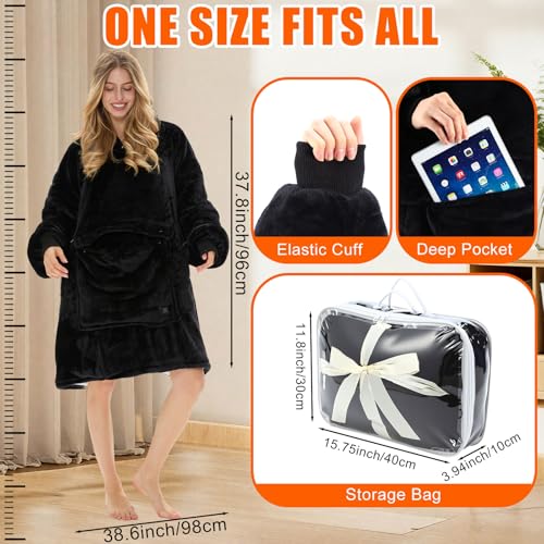 Glooglitter Heated Blanket Wearable Hoodie USB Oversized Heated Sweatshirt for Women with Giant Pocket 3 Heating Levels(Black,No Pattern) - Image 5