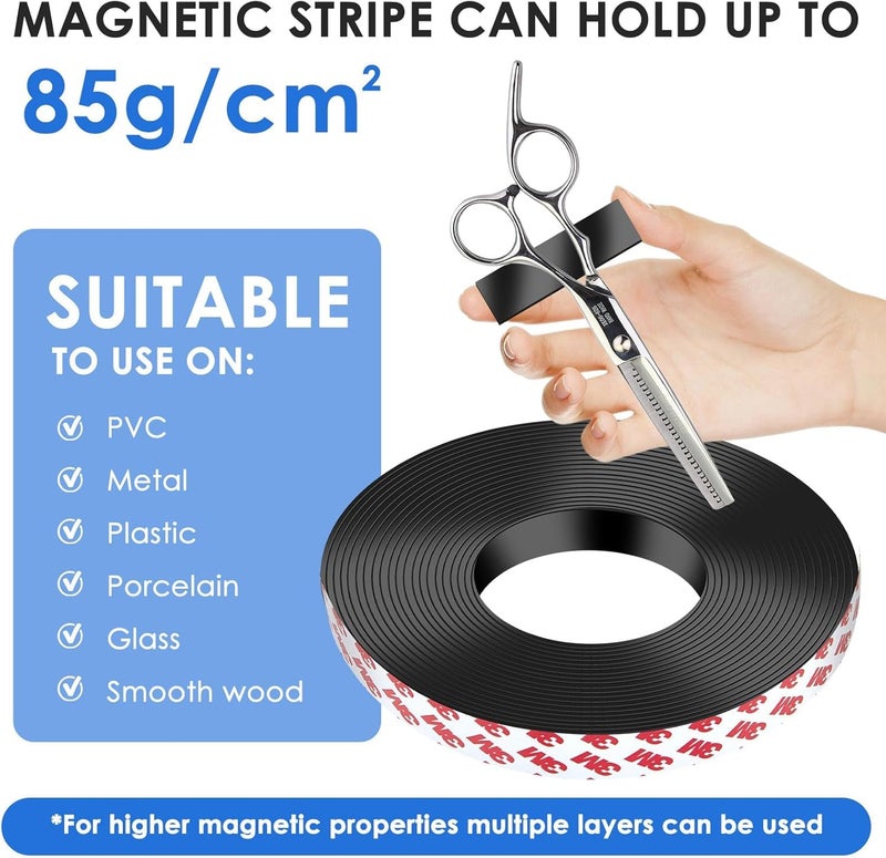 PRIMARKET Strong Adhesive Magnetic Tape Strip Roll-, Cuttable Magnetic Sheets for,DIY Art Projects, Whiteboards, Fridge Organization - Ideal for Home, School, Office Use. (BLACK, 1Cm x 3) - Image 4