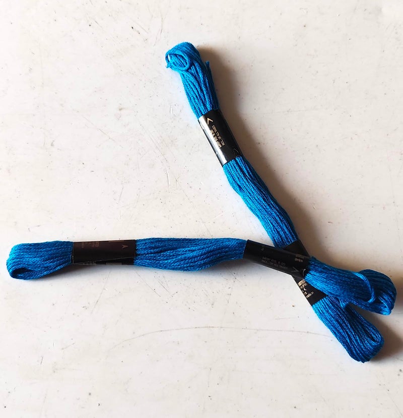 Cotton Cross Stitch Hand Embroidery Thread Floss Skeins 8065 (Blue Colour) 2Pcs  - Image 1