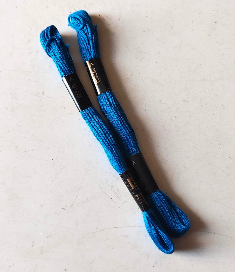 Cotton Cross Stitch Hand Embroidery Thread Floss Skeins 8065 (Blue Colour) 2Pcs  - Image 3