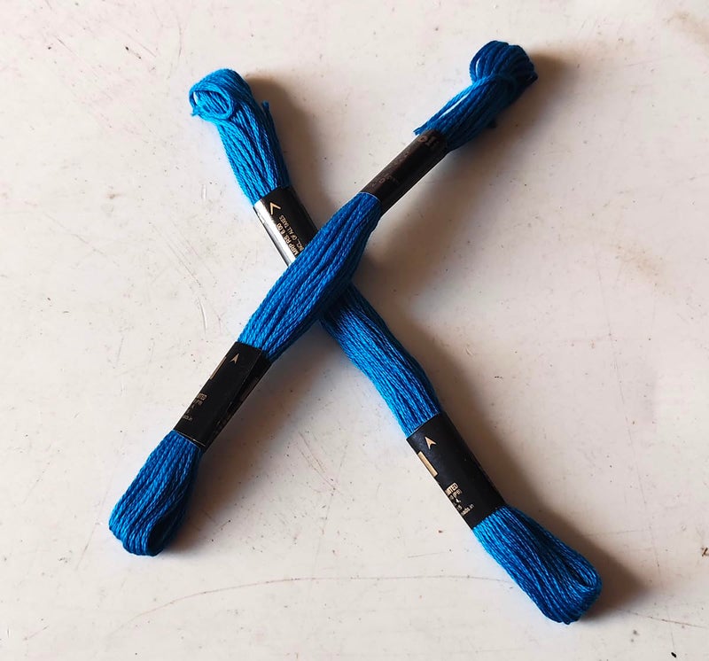 Cotton Cross Stitch Hand Embroidery Thread Floss Skeins 8065 (Blue Colour) 2Pcs  - Image 2