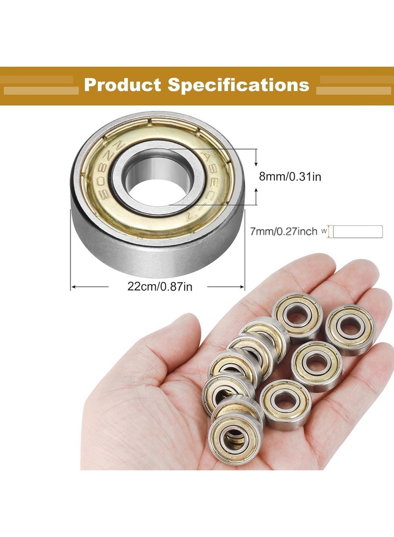 20 Packs 608zz Ball Bearing,Double Shielded Ball Bearings,for skateboards, scooters, inline skates, 8mm x 22mm x 7mm - Image 4