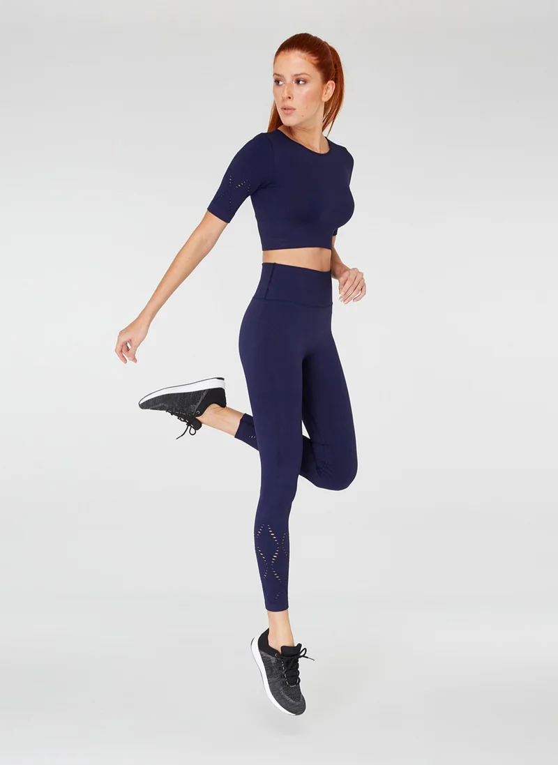 Jerf Naples Short Sleeve Crop Top Econyl Navy