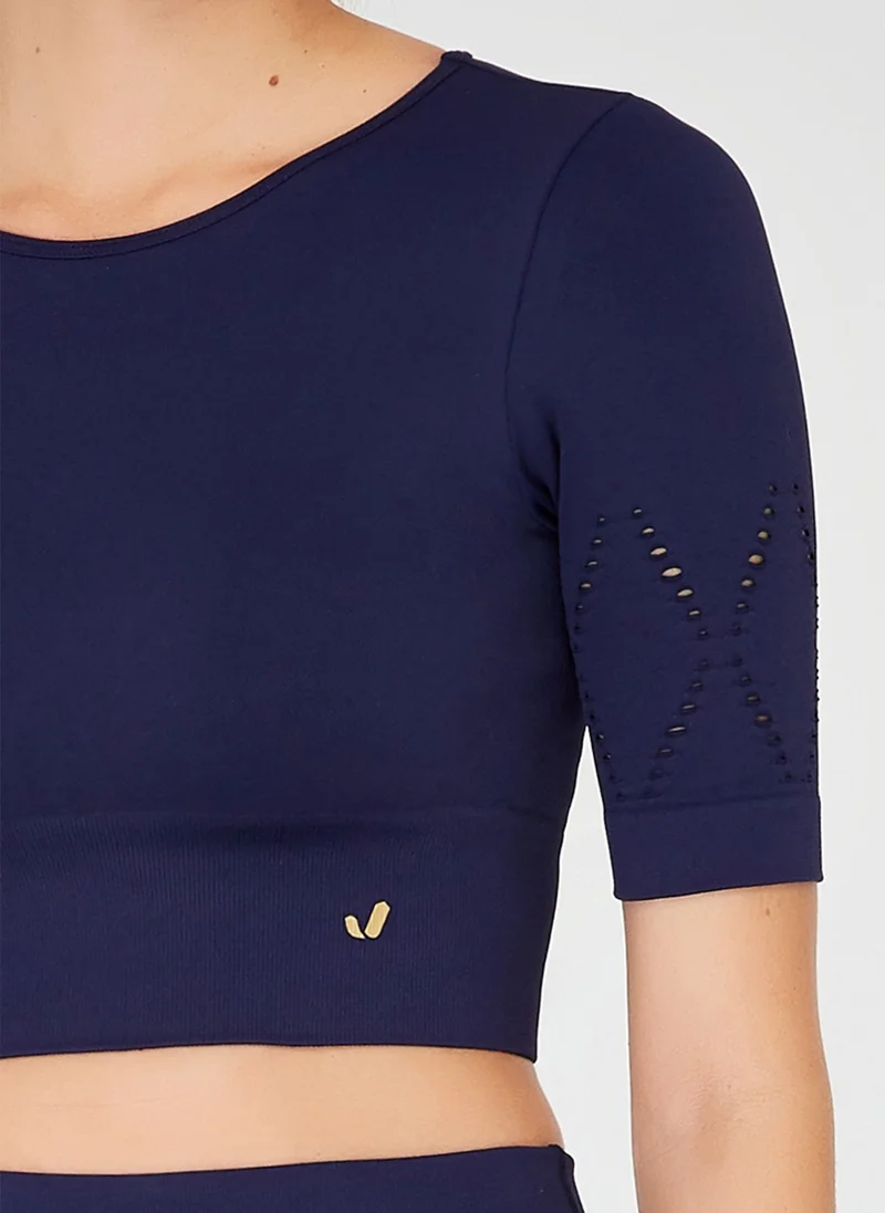 Jerf Naples Short Sleeve Crop Top Econyl Navy