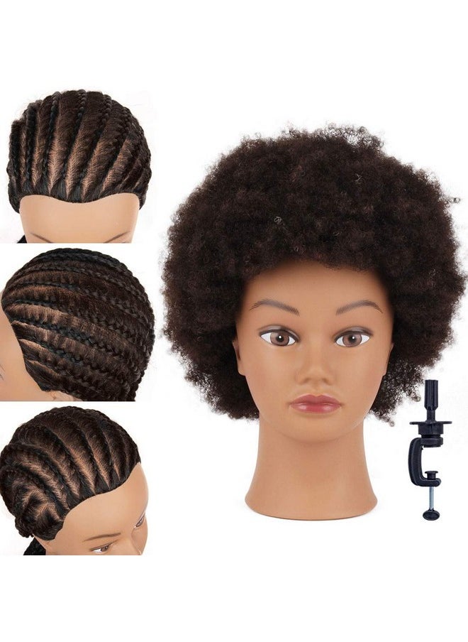 Newshair 9"Afro Mannequin Head For Braiding 4C Type 100% Human Hair Curly Hair Hairdresser Training Head African Cosmetology Doll Head For Styling Cornrow Braiding With Clamp Stand  - Image 2