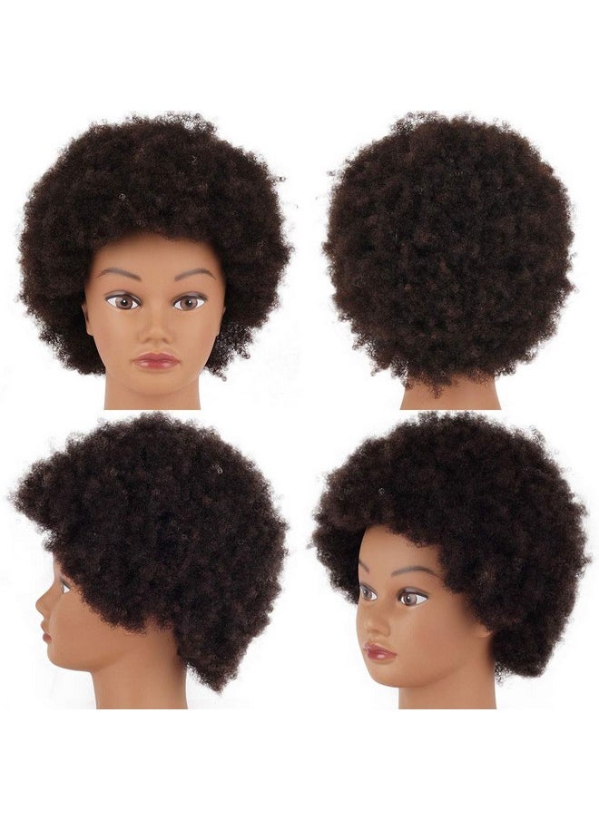 Newshair 9"Afro Mannequin Head For Braiding 4C Type 100% Human Hair Curly Hair Hairdresser Training Head African Cosmetology Doll Head For Styling Cornrow Braiding With Clamp Stand  - Image 4