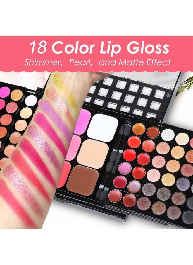 BONNIE CHOICE - All in One Makeup Valentine's Day Gifts Kit for Women, Professional 78 Colors Combination Palette Makeup Set Include 48 Eyeshadow,18 Lip Gloss,3 Blusher,6 Concealer,3 Contour Powder,8 Brushes,1 Mirror - Image 1