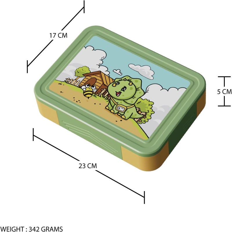 PEARL Kids Large Plastic Bento Lunch Box - Dino Design, BPA-Free, Leakproof, Spacious Lunch Container for Kids - Image 2