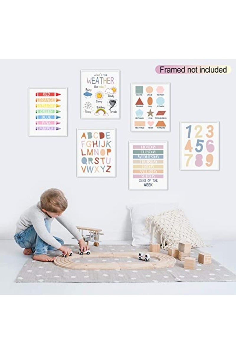 LIYAOLI Abc Wall Decor Boho Rainbow Nursery Decor Playroom Wall Decor 11 x 14 inch Set of 6 Unframed Art Prints - Image 2