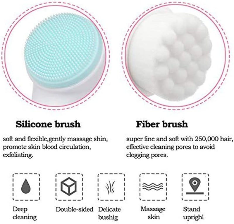 Hudux Manual Facial Cleansing Brush, 2-in-1 Silicone Face Scrubber, Dual Head for Deep Pore Exfoliation and Massage - Image 3