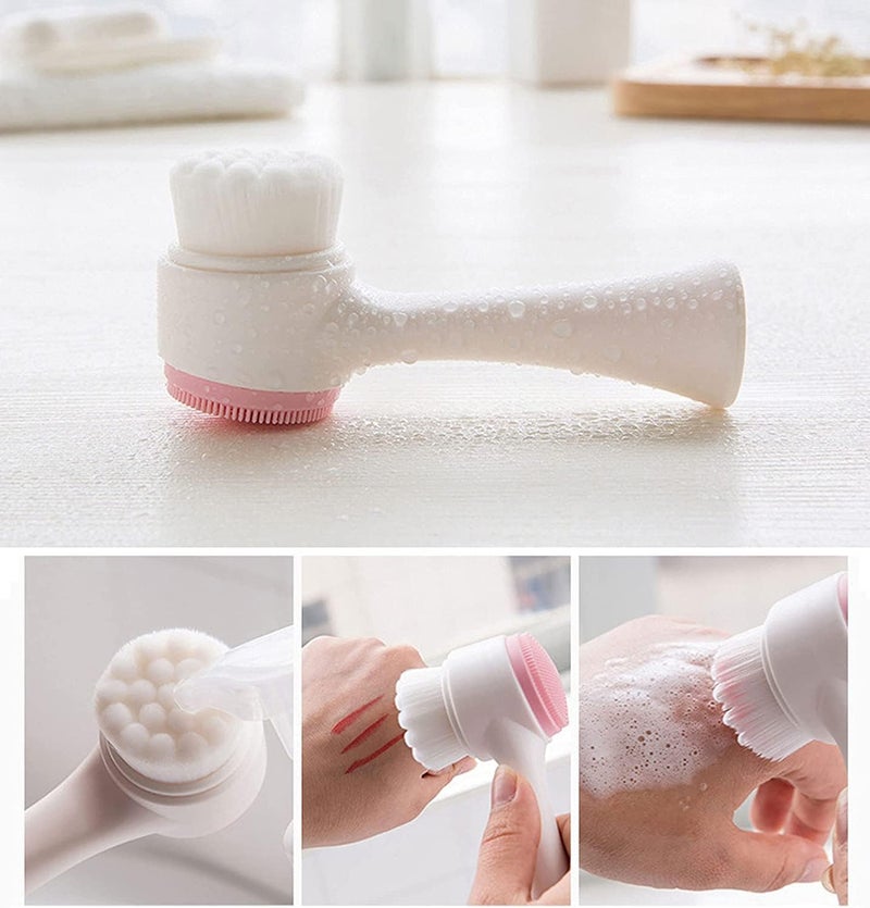 Hudux Manual Facial Cleansing Brush, 2-in-1 Silicone Face Scrubber, Dual Head for Deep Pore Exfoliation and Massage - Image 4