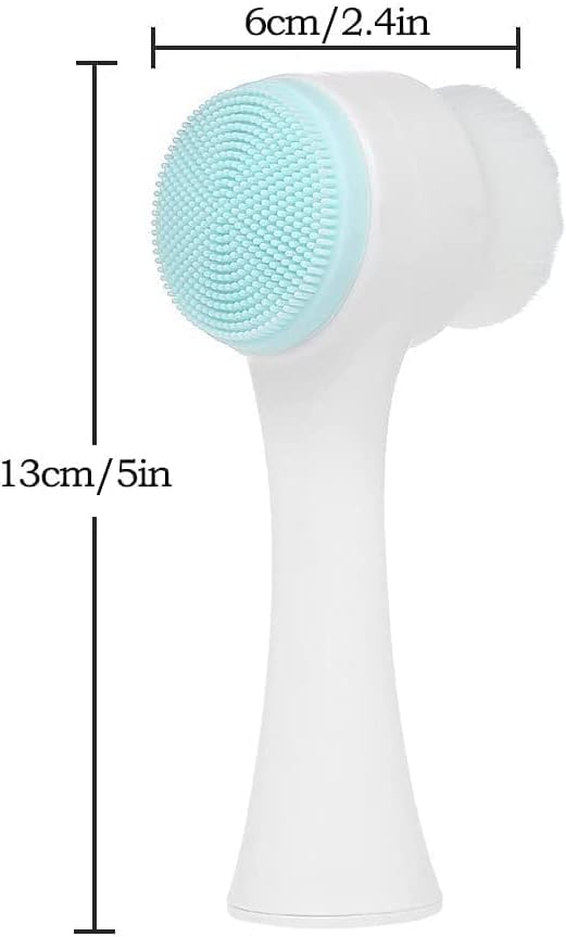 Hudux Manual Facial Cleansing Brush, 2-in-1 Silicone Face Scrubber, Dual Head for Deep Pore Exfoliation and Massage - Image 2