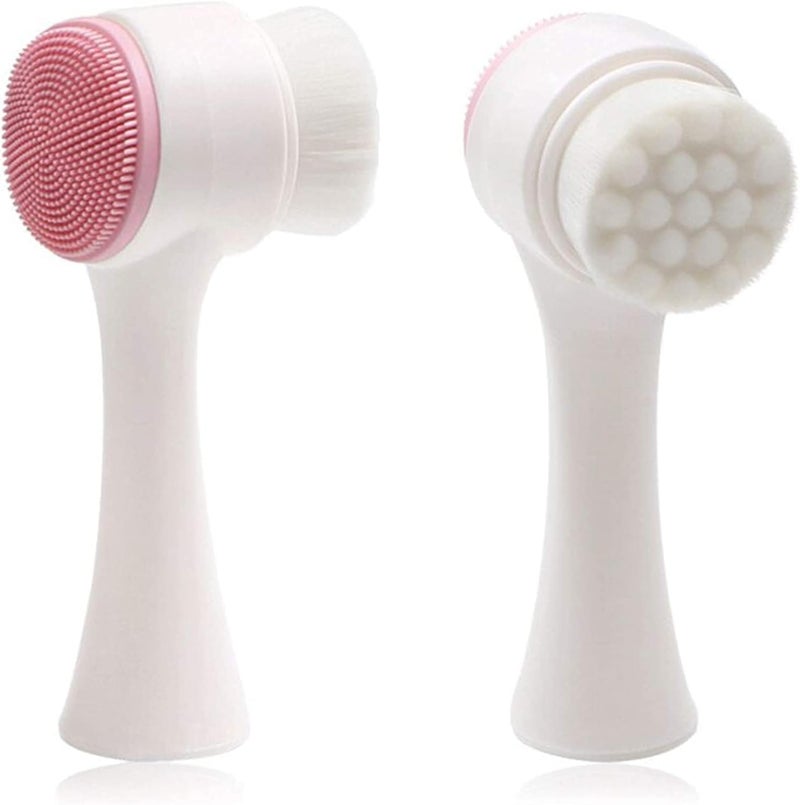 Hudux Manual Facial Cleansing Brush, 2-in-1 Silicone Face Scrubber, Dual Head for Deep Pore Exfoliation and Massage - Image 1
