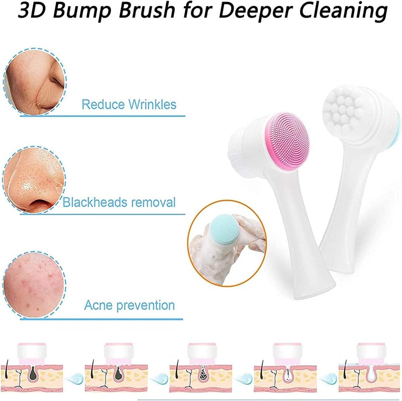 Hudux Manual Facial Cleansing Brush, 2-in-1 Silicone Face Scrubber, Dual Head for Deep Pore Exfoliation and Massage - Image 5