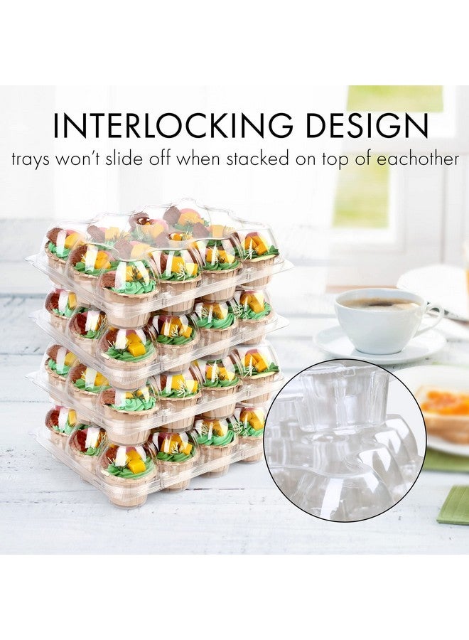LotFancy Cupcake Containers 12 Count, 12 Sets, Plastic Dozen Cupcake Boxes, Disposable Cupcake Carrier Holder with Detachable Tall Dome Lid, BPA Free, Standard Size - Image 2