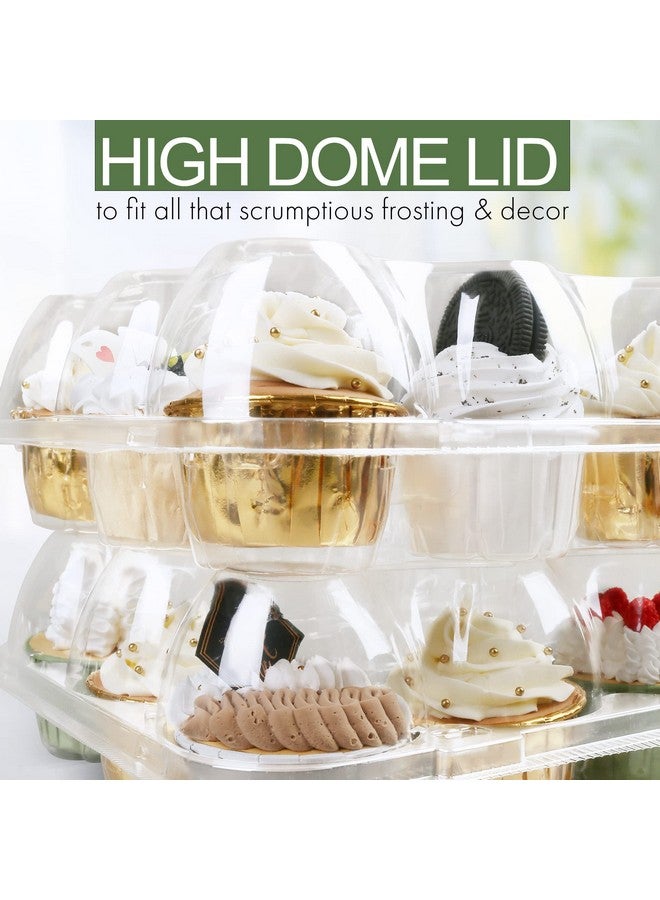 LotFancy Cupcake Containers 12 Count, 12 Sets, Plastic Dozen Cupcake Boxes, Disposable Cupcake Carrier Holder with Detachable Tall Dome Lid, BPA Free, Standard Size - Image 4